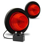 TRUE MODS 2pc 2 Inch Round Red Beehive LED Boat Trailer Marker Light [DOT FMVSS 108] [SAE P2] [Grommet & Plug] [IP67 Submersible] Bee Hive Cone Clearance Side Marker Light for RV Semi Truck Auto