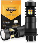 Auxbeam 3157 LED Bulbs P27/5W T25 3157 3057 3155 3457 4157 Switchback LED Bulbs 300% Brighter White and Amber Dual Color LED Bulb with Projector for Car DRL Turn Signal Lights Parking Lights