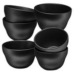 Bruntmor 8 Oz Ceramic Dessert Bowl Set of 6 in Matte Black, 8 Ounces Ceramic Chip and Dip Bowls, Small Ceramic Dish Set for Snacks, Nuts, Chip and Dip at Party and Thanksgiving