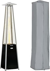Outsunny 11.2KW Outdoor Patio Gas Heater Freestanding Pyramid Propane Heater Garden Tower Heater with Wheels, Dust Cover, Regulator and Hose, Black, 50 x 50 x 225cm