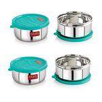 HAZEL Storage Containers for Kitchen Airtight | 450 ml Each Stainless Steel Air Tight Containers for Storage & Lunch Box | Container for Kitchen Storage, Set of 4