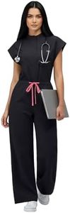 VIAOLI One-Piece Medical Scrub Jumpsuit for Women, Nursing Uniform with Hidden Zipper Front, Elastic Drawstring Waist