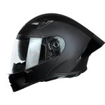 Steelbird SBA-20 7Wings ISI Certified Flip-Up Helmet with Black Spoiler for Men and Women with Inner Smoke Sun Shield (Medium 580 MM, Glossy Black)