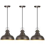 Haolaike 3 Packs Farmhouse Pendant Lights Kitchen Island Adjustable Pendant Light Fixtures Rustic Industrial Hanging Lamp,Oil Rubbed Bronze