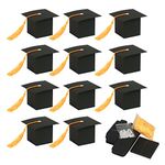 Graduation Candy Boxes,KATOOM 30pcs Doctoral Cap Shaped Gift Box Black Graduation Celebration Treat Candy Chocolate Sweet Box with Yellow Tassel for Graduation Ceremony Party