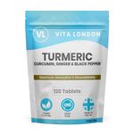 Turmeric Tablets 4000mg with Circumin, Black Pepper & Ginger | 360 High Strength Vegan Turmeric Tablets (Not Capsules or Powder) | 6 Month Daily Supply | Turmeric Supplement | Made in UK