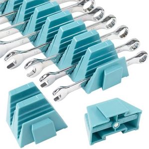 CENFORGE 48PC Modular Wrench Organizer Magnetic, Wrench Organizer for Tool Box Drawer - Wrench Holders with Metric & SAE Labels, Gift for Mechanics (48, Green)