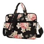 kayond Black Rose Patten Canvas Laptop Shoulder Messenger Bag Case Sleeve for 15-15.6Inch Laptop and Macbook Pro 15.4(15-15.6 inch, Black Rose)