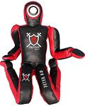 Emperor PETER 8.0 MMA BJJ Training Dummy Veg Leather Grappling Submission Dummy Wrestling Bag Sitting Dummy UFC UNFILLED. (Red Black, 6FT)