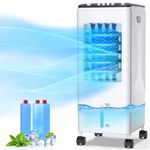 Portable Air Conditioner, 【2025 Newest Pet-Friendly 3-IN-1 Cooler Fan】 60W Evaporative Air Cooler with 6L Water Tank, 3 Ice Packs, 3 Wind Speeds, 60° Oscillation, 35dB Quiet, for Home, Office, Bedroom