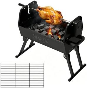Fintex 2-in-1 Portable Rotisserie Grill with Motorized Rotisserie Kit, Foldable Charcoal BBQ Grill, 257 sq.in, Height Adjustable, Outdoor Grill for Camping, Tailgating & Backyard