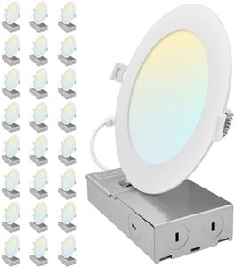 LUXRITE 6 Inch Canless Spotlight, LED Recessed Lighting, 5CCT 2700K-5000K, Dual Dimmable, 800/1050/1250 Lumens, CRI 90, 10W/13W/15W Selectable, 120-277V, IC Rated, Wet Rated, ETL Listed (24 Pack)
