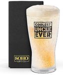 SoHo Freezer Cup Gift for Uncle, Double Walled Chiller Mug for Iced Cold Drinks - Insulated 14oz Frozen Pint Drinking Glass for Christmas/Birthday "Worlds Best Uncle" (Gift Boxed)