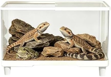 Small Animal Terrarium - Acrylic | Ventilated Reptiles Enclosure - Set of 1 Escape Proof for Bearded Dragons Leopard Geckos Gecko Snails Spiders Insects Habitat Breeding Box Transparent 360 Degree
