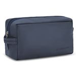 HARISSONS Solo Water Repellent Vegan Leather Toiletry Kit Travel Pouch For Men & Women | Multipurpose Storage & Makeup Organizer (Navy, 9.5 Cm, L)