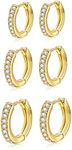 3 Pairs Hoop Earrings 14K Gold Plat