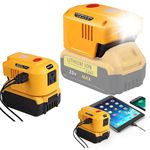 150W Power Supply Inverter for Dewalt 20V Battery, TEPULAS 120V Battery Adapter USB Phone Charger Generator for Dewalt 20V with AC Outlet & LED Light (Inverter Only)