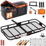 Mockins 60"x20"x6" Folding Trailer Hitch Cargo Carrier w/ 20 Cu.Ft. Waterproof Cargo Bag for Hitch Carrier | 500 Lbs. Cap All-Weather Cargo Carrier Hitch Mount Rack & Vinyl Vehicle Soft-Shell Carriers