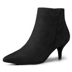 Allegra K Women's Pointed Toe Side Zip Stiletto Black Ankle Boots - 6 m US