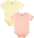 Jimonda Baby Bodysuits Rayon from Bamboo Short Sleeve Baby Boys Girls Rompers Soft Outfits Newborn Clothes (Blush&Lemon,6-9 Months)
