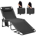 KingCamp Sun Lounger 5-Position Adjustable Backrest for Garden Recliner Chaise Lounge Chair Folding Sun lounger Portable Sunloungers with Strap Sun bed for Beach Terrace Pools Camping Guest Bed Indoor