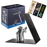 Luxxis Metal Star Wars Bookend - The Force Yoda Book Holder for Home, Office, Desk and Bookshelf Decor. L-Shaped Stainless Steel Non-Slip Base Sleek Modern Design Bookend with 15 Bookmarks