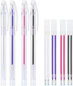 GNHG Bolígrafo Térmico Borrable, Marcadores para Tela de 4 Colores con 12 Recambios, Marcadores para Tela para Acolchar y Costura, Sastrería, Tela, Costura Personalizada, Tela