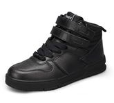 LUCKY STEP Women's High Top Fashion Sneakers Basketball Ankle Boots Walking Tennis Shoes Platform Hook and Loop Casual Faux Leather Sneaker(All Black,7 B(M) US)