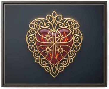 BrickByDreamCo Ornate Gold Filigree Heart Matte Canvas Framed | Decorative Wall Art