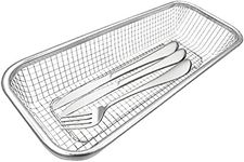 SWOPPLY Stainless Steel Rectangle Drain Basket,Spoon Holder Dish Drainer For Kitchen Drying Stand Bartan Over Sink Counter Dish Rack Bartan Over Sink Counter (Drain Basket 30 * 13 * 5), 10X15X5 Cm