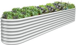 Mostmahes 10FT(L)×2FT(W)×2FT(H) Galvanized Raised Garden Bed for Flowers, 12 in 1 Adjustable Outdoor Raised Planter Box, Backyard Metal Raised Garden Bed for Plant