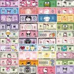 50 Pcs Money Stickers Waterproof Funny Cartoon Sanrio Money Sticker for Skateboard Laptop Water Bottle Scrapbook Computer Helmet Luggage Bike Car,Vinyl Cute Banknotes Sticker for Teens Kids Adults