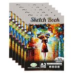 JMS we create smile (Set of 6) Staple Bound Sketchbooks Assorted Colour Sheets, A3/A4 Sketch Books for Children Kids and Adults - Art Craft Family Photo Album Card Book (A3 Sketch Book)