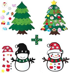 CDLong DIY Felt Christmas Tree & Snowman Set - 2 Pack Xmas Gifts for Kids - Wall Hanging Detachable Felt Christmas Tree for Toddlers