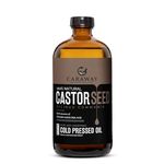 CARAWAY Organic Cold Pressed Castor Oil – Edible for Constipation Relief & Hexane-Free Castor Oil for Hair Growth, liver detox Skin & Joint pain glass bottle – 475 ml / 16 oz