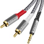 SUCESO RCA to 3.5mm Audio Cable 3.5mm Male to 2RCA Cable Headphone Mini Jack Stereo Audio Y Splitter Red & White Aux Cord Compatible with Hi-Fi Amplifier Speaker Car DJ Controller TV Phone Tablets- 3M