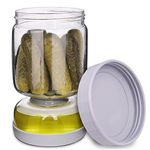 Homnoble Glass Pickle Jar with Strainer Hourglass, Pickle and Olive Jar Flip for Pickle Juice Separator from Wet and Dry Food-grade ABS Lid and BPA Free Pickle Jar for Airtight Food Storage