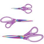 Uaugulft Multi-Purpose Scissors Set of 3, Titanium Blades, Soft Grip Handle, Purple