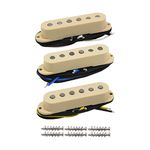 FLEOR Single Coil Pickup Alnico 5 Strat Pickups Guitar Neck/Middle/Bridge Pickups Staggered for Squier Stratocaster Pickups Replacement, Cream