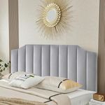 Befurtori Frosted Velvet Upholstered King/Cal King Headboard, Tufted Headboard for King/Cal King Bed, Modern Vertical Channel Design with Curved Tufted Solid Wood Head Board and Luxury Padded, Gray