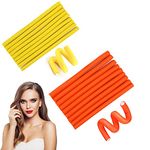 JEOPKO 20 PCS Flexible Hair Curler, Bendy Curling Rods Heatless Curlers, Magic Curlers for Sleeping Styling Hairdressing, Rollers Women Girls Long and Short (Orange, Yellow)