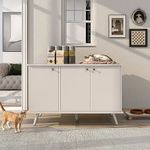 Cat Litter Box Enclosure, Cat Litter Box Furniture with Hidden Plug, Enclosed Cat Box Cabinet Pet House with 3 Doors, Litter Box Furniture Hidden for Large Cat