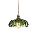 XZHGCEE Glass Pendant Light Green Ceiling Light, Hanging Ceiling Lights Vintage Pendant Light, Pendant Lights for Kitchen Island Bedroom Hallway Study Room Coffee Bar