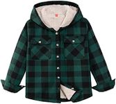 ZENTHACE Boys Buffalo Plaid Button Down Flannel Shirt Kids Sherpa Fleece Lined Flannel Shirt Fall Winter Jacket Buffalo Green L Size 10-12