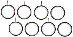 Merriway BH03204 (8 Pcs) Silent Running Metal Curtain Drapery Pole Rod Rings with Fixed Eye, Inner Diameter 32mm (1.1/4 inch) Outer Diameter 42mm (1.5/8 inch) Black - Pack of 8 Pieces