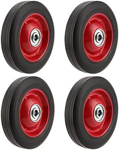 PINGEUI 4 PCS 8 Inch Solid Rubber Tire, Flat Free Solid Rubber Wheels, Hand Truck Replacement Wheels, 1/2-Inch Axle Hole, 220 lbs Max Load-Bearing Capacity