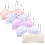 HewMay Girl Bra Age 8-12 Teen Student Girls' Training Bra with Adjustable Straps Seamless Cami Bra (5 Pack Girl Bra)