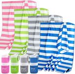 Sfee 4 Pack(8Pcs) Microfiber Travel Towel, Beach Towel Quick Dry Towel Camping Towel Super Absorbent Compact Lightweight Sports Towel Gym Towel Set for Beach, Gym, Hiking, Pool, Backpacking, Yoga