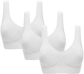 Jamron Womens 3 Pack Seamless Wirefree Comfy Everyday Bralettes Sports Yoga Sleep Bras with Removable Pads White + White + White 6XL