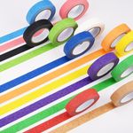 12 Rolls Colored Masking Tape, Rainbow Painters Tape Set Coloured Decorative Tapes for DIY Crafts, Projects, Labelling, Cable Management, 15mm Width